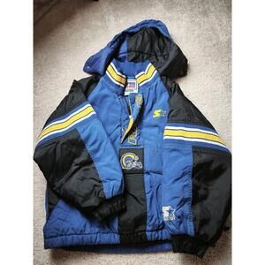 Vintage St Louis Rams Starter Jacket NFL Pro Line Kids Small S Black Blue Gold